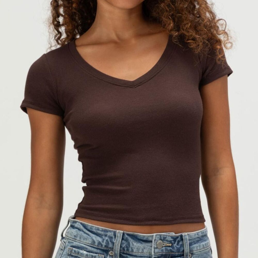 Women's New Brown Crop-top